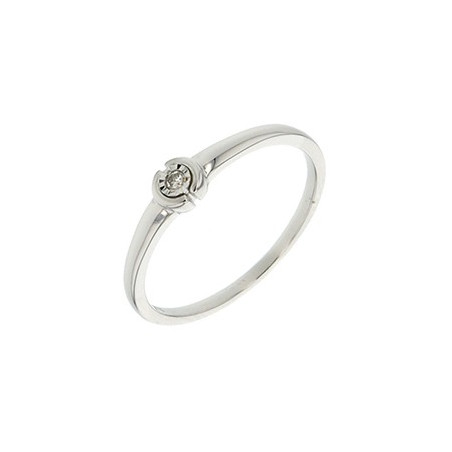 Solitaire Diamant 0,02 Ct Clos Or Blanc 9K