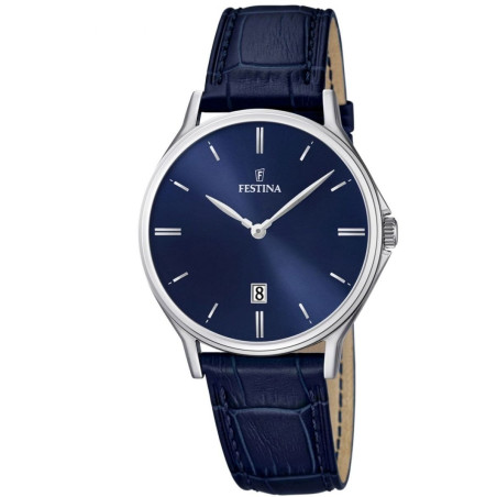 Montre Homme Festina Classics Bleue Nuit Cuir bleu - F16745/3