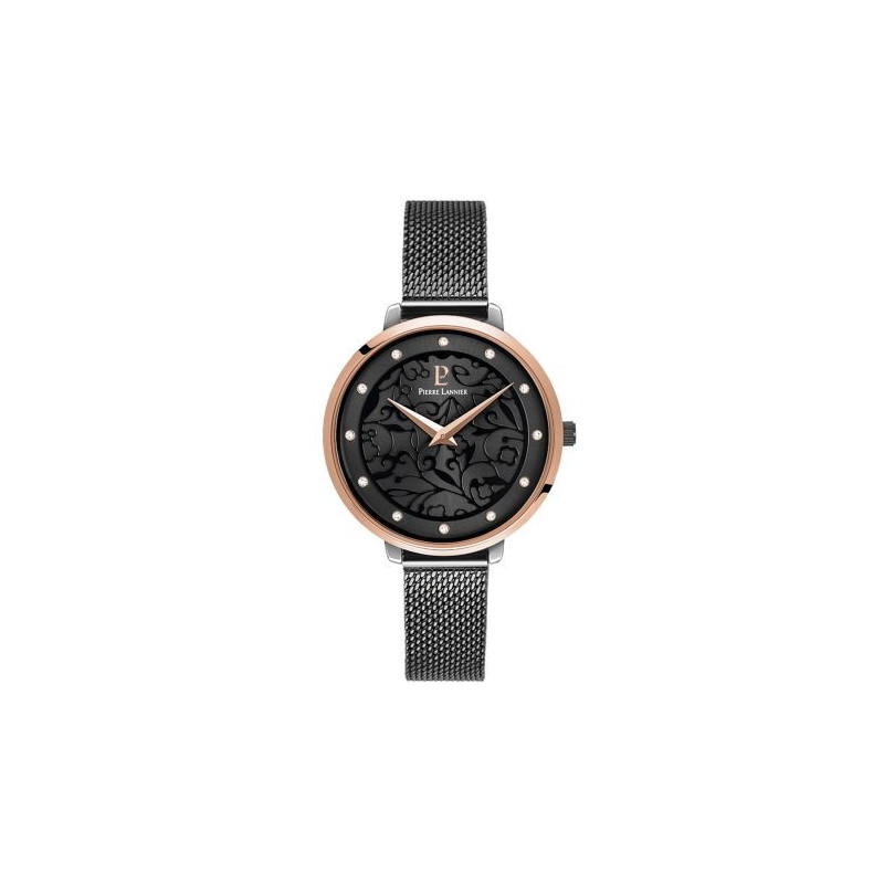 Pierre Lannier - Montre Femme  Éolia noire bracelet milanais - ref 045L988