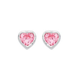 Boucles D'Oreilles  Boutons Coeur Oxydeyde Rose