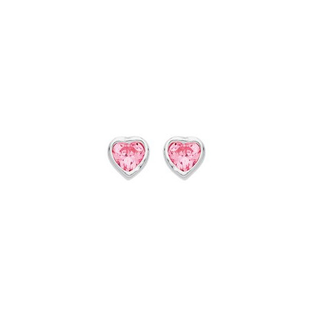 Boucles D'Oreilles  Boutons Coeur Oxydeyde Rose