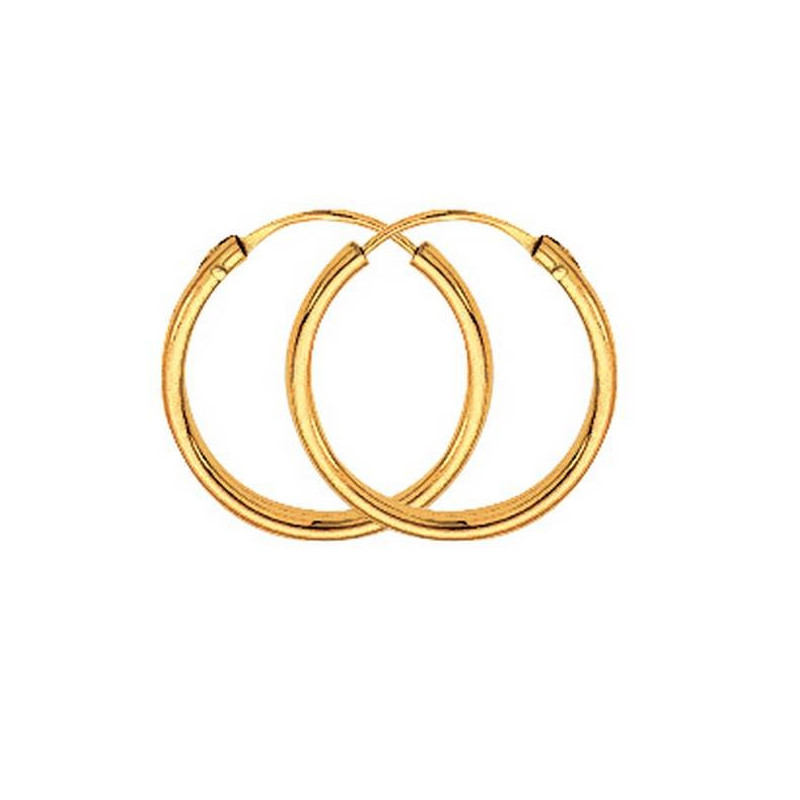 Boucles D'Oreilles  Créoles Fil 1,2 Ø14 Mm 1005169 - Marque Collection Julien D'Orcel  Or 375/1000 - Couleur Jaune -