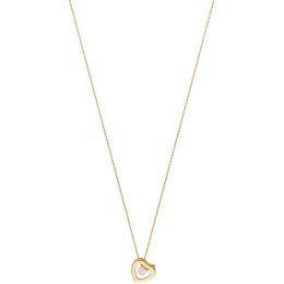 Collier Solitaire Oxydeyde   C½Ur   Or Bicolore 9K