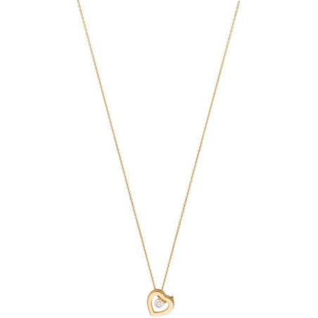 Collier Solitaire Oxydeyde   C½Ur   Or Bicolore 9K