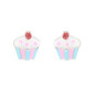 Boucles D'Oreilles  Cupcake, Email , Argent Rhodié 925 1010506 - Marque Collection Julien D'Orcel   - Couleur Blanc