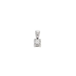 Pendentif Solitaire Diamant 0,06 Ct 4 Griffes Or Blanc 9K