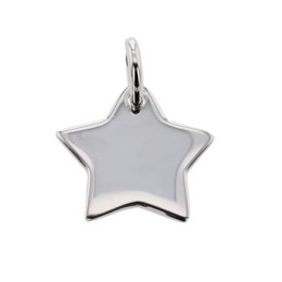 Médaille Etoile Gravee Argent Rhodié 925