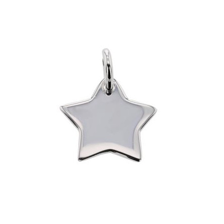 Médaille Etoile Gravee Argent Rhodié 925