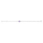 Bracelet  Maille Jaseron Avec Motif Fleur Mauve Argent Rhodié