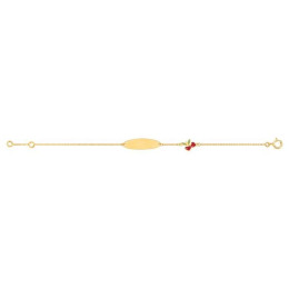 Ibb Plaque Ovale Maille Forcat Motif Cerises Coeur Email Rouge