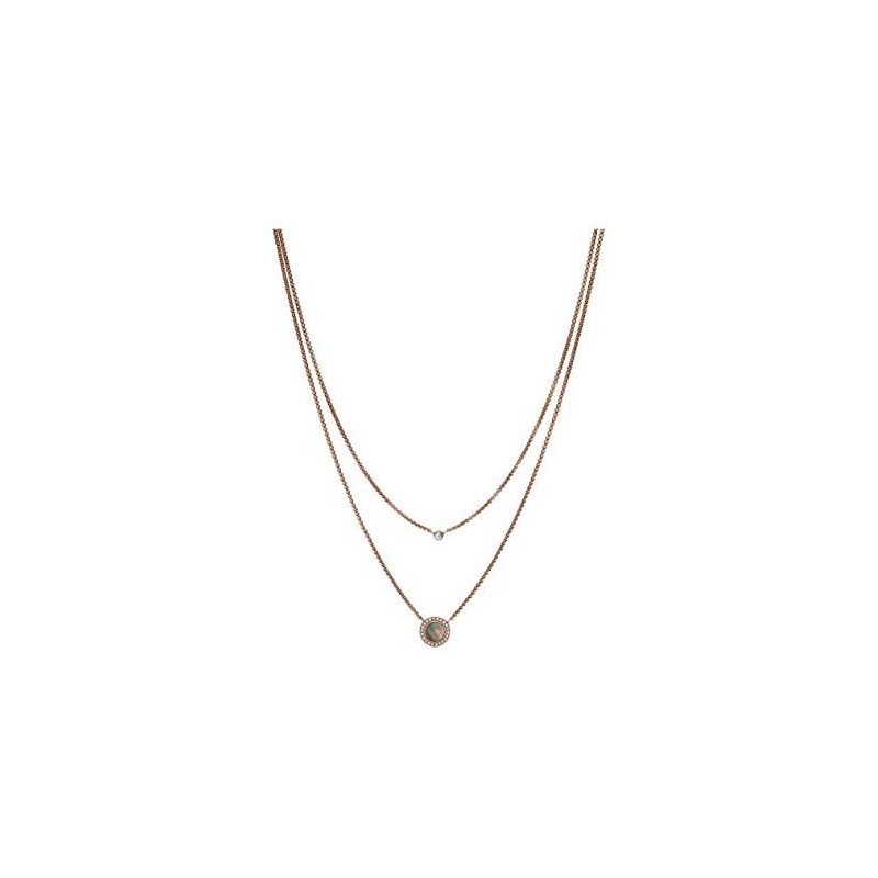 Fossil - Collier classics pendentif double nacre grise - Réf JF02953791