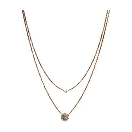 Fossil - Collier classics pendentif double nacre grise - Réf JF02953791