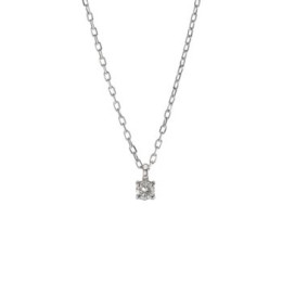 Collier Solitaire Diamant 0,07 Ct 4 Griffes Or Blanc 9K