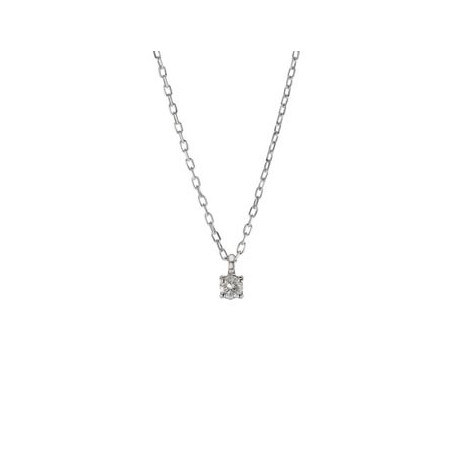 Collier Solitaire Diamant 0,07 Ct 4 Griffes Or Blanc 9K
