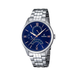 Montre Homme Festina Rétro cadran Bleu Nuit bracelet acier gris - F16822/3