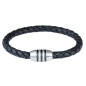 Phebus - Bracelet cuir tressé noir et acier - Réf 35-0841