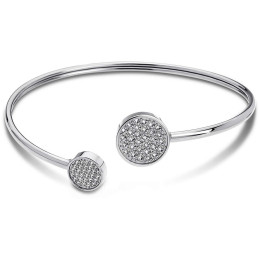 Lotus Style - Bracelet jonc ouvert disques, acier et oxyde de zirconium - Réf LS1820-2/1