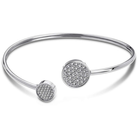 Lotus Style - Bracelet jonc ouvert disques, acier et oxyde de zirconium - Réf LS1820-2/1