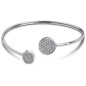 Lotus Style - Bracelet jonc ouvert disques, acier et oxyde de zirconium - Réf LS1820-2/1