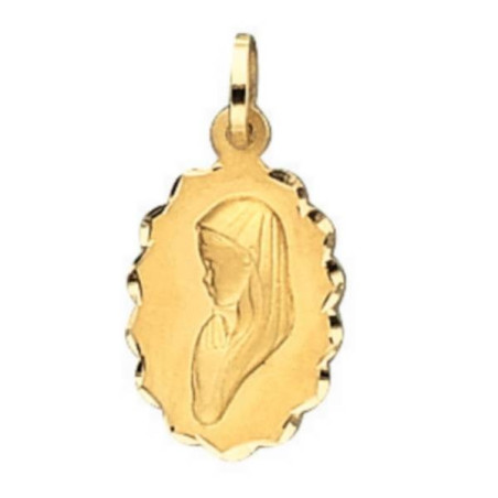 Pendentif Médaille Vierge Ovale Dentelee/Bapt 06 1000773 - Marque Collection Julien D'Orcel  Or 750/1000 - Couleur Jaune -