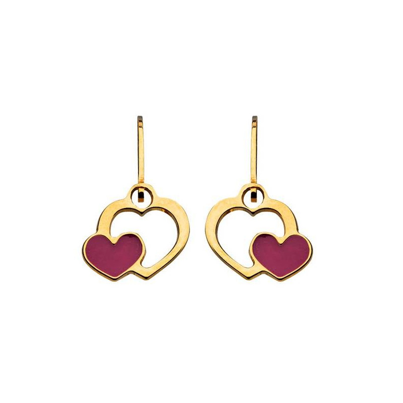 Boucles D'Oreilles dormeuse Coeur Or Jaune