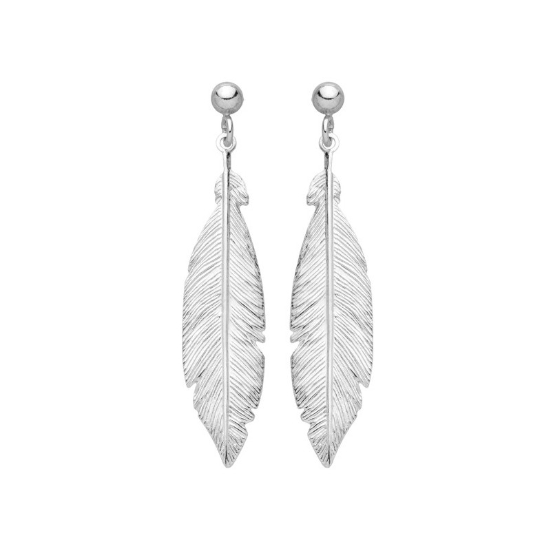 Boucles D'Oreilles  Boucles D'Oreilles   Plumes, Argent Rhodié 925 1010390 - Marque Collection Julien D'Orcel   - Couleur Blanc
