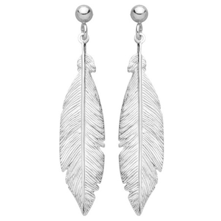 Boucles D'Oreilles  Boucles D'Oreilles   Plumes, Argent Rhodié 925 1010390 - Marque Collection Julien D'Orcel   - Couleur Blanc