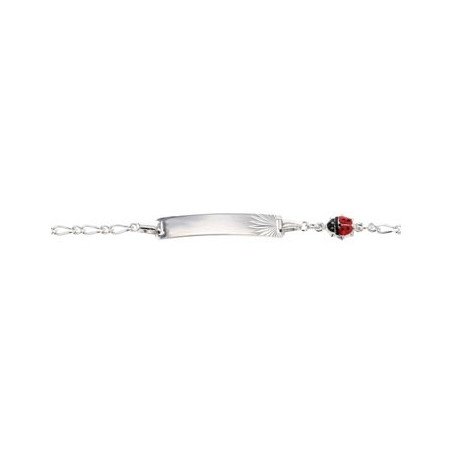 Bracelet  Identite Coccinelle 14 Cm , Email , Argent Rhodié 925 1010489 - Marque Collection Julien D'Orcel   - Couleur Blanc