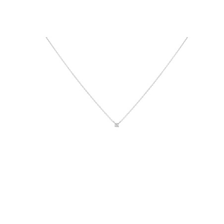 Collier Solitaire Fantaisie Diamant 0,01 Ct Argent 925