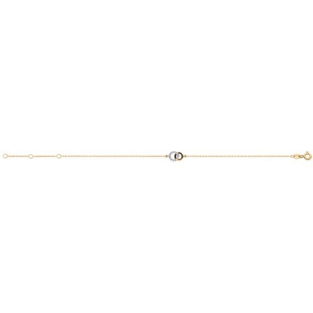 Bracelet  Oxydeyde Fantaisie   Anneau Entrelacet   Or Bicolore 9K