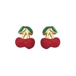 Boucles D'Oreilles  Boucles D'Oreilles  cerise Emaille 1002596 - Marque Collection Julien D'Orcel  Or 750/1000 - Couleur Jaune -