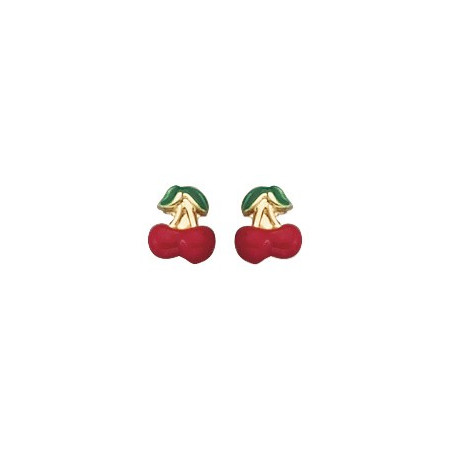Boucles D'Oreilles  Boucles D'Oreilles  cerise Emaille 1002596 - Marque Collection Julien D'Orcel  Or 750/1000 - Couleur Jaune -