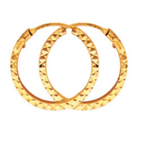 Créoles Fil Carré 1,2 Diamanté Ø14Mm