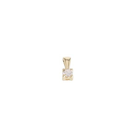 Pendentif Solitaire Diamant 0,08 Ct Or Jaune 9K