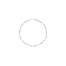 Collier Rang 45 Cm Perles Eau Douce Blanches 6.5/7 Mm Or Jaune 9K