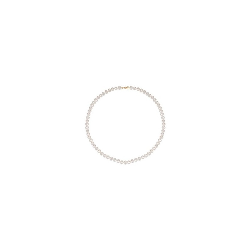 Collier Rang 45 Cm Perles Eau Douce Blanches 6.5/7 Mm Or Jaune 9K