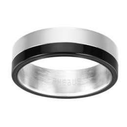 Phebus - Bague acier et céramique noire - T62 - Réf 15-0286-62