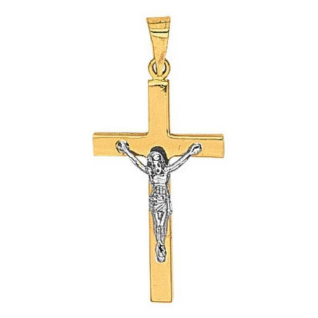Boucles D'Oreilles  Croix Christ 2 Ors 1000831 - Marque Collection Julien D'Orcel  Or 750/1000 - Couleur Bicolore -