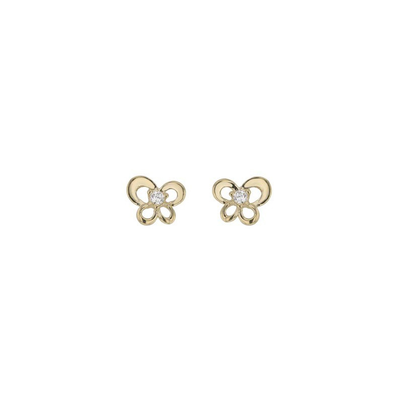 Boucles D'Oreilles  Papillons Oxydeyde Or Jaune 9K 1011006 - Marque Collection Julien D'Orcel    Oxydeyde De Zirconium