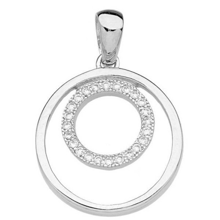 Pendentif 2 Cercles Argent Oxyde de zirconium - 1004112