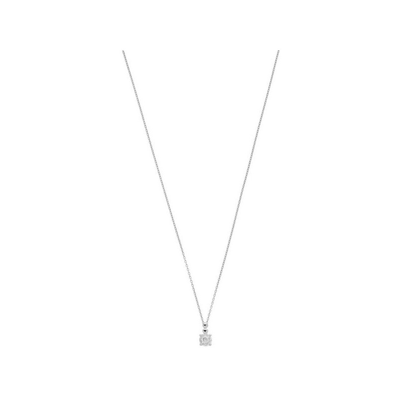 Collier Solitaire Oxydeyde Griffes Or Blanc 9K 1008032 - Marque Collection Julien D'Orcel  Or 375/1000  Oxydeyde De Zirconium