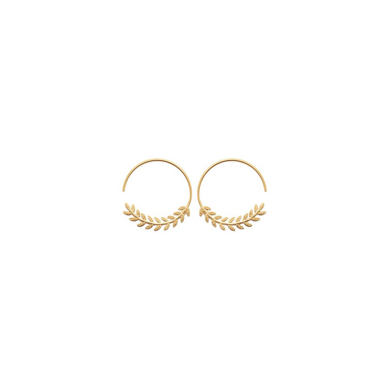 Boucles D'Oreilles  Creoles Laurier Plaque Or - 1018118 1018118 - Marque Mdd1  Plaqué Or - Couleur Jaune -