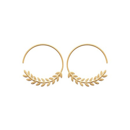 Boucles D'Oreilles  Creoles Laurier Plaque Or - 1018118 1018118 - Marque Mdd1  Plaqué Or - Couleur Jaune -