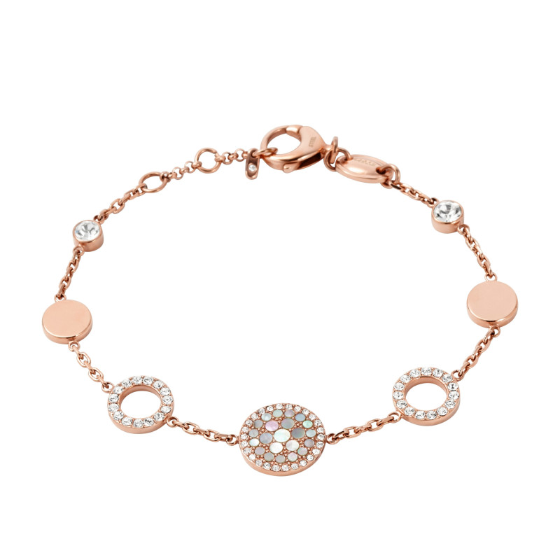 Fossil - Bracelet vintage glitz a pampilles dorées rose - Réf JF01739791