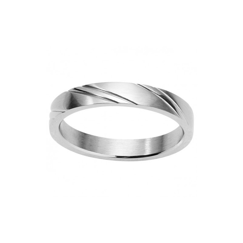Phebus - Bague en acier striée - T62 - Réf 15-0095-62
