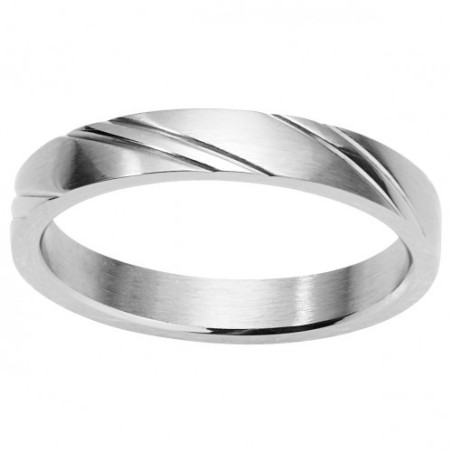 Phebus - Bague en acier striée - T62 - Réf 15-0095-62