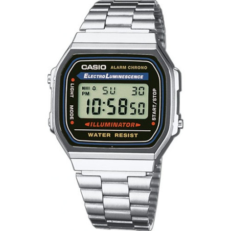 Montre Unisexe CASIO Retro Vintage Digitale Noir Acier Gris - A168WA-1YES