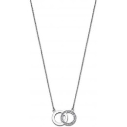 Lotus Style - Collier acier, double cercles et oxyde de zirconium - Réf LS1913-1/1