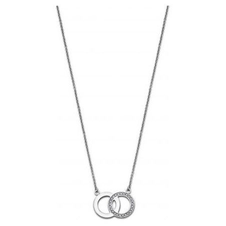 Lotus Style - Collier acier, double cercles et oxyde de zirconium - Réf LS1913-1/1