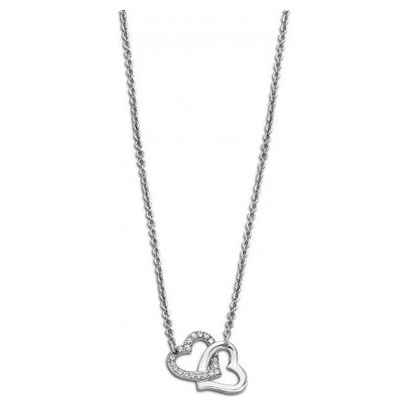 Lotus Style - Collier acier, double coeurs - Réf LS1912-1/1